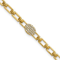 14K Polished Diamond Oval Cluster Fancy Link with 1in ext. Bracelet