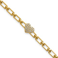 14K Polished Diamond Heart Cluster Fancy Link with 1in ext. Bracelet