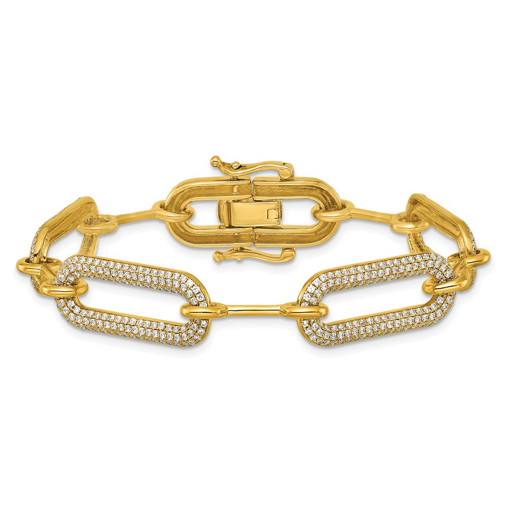 14K Polished Diamond Paperclip Link Bracelet