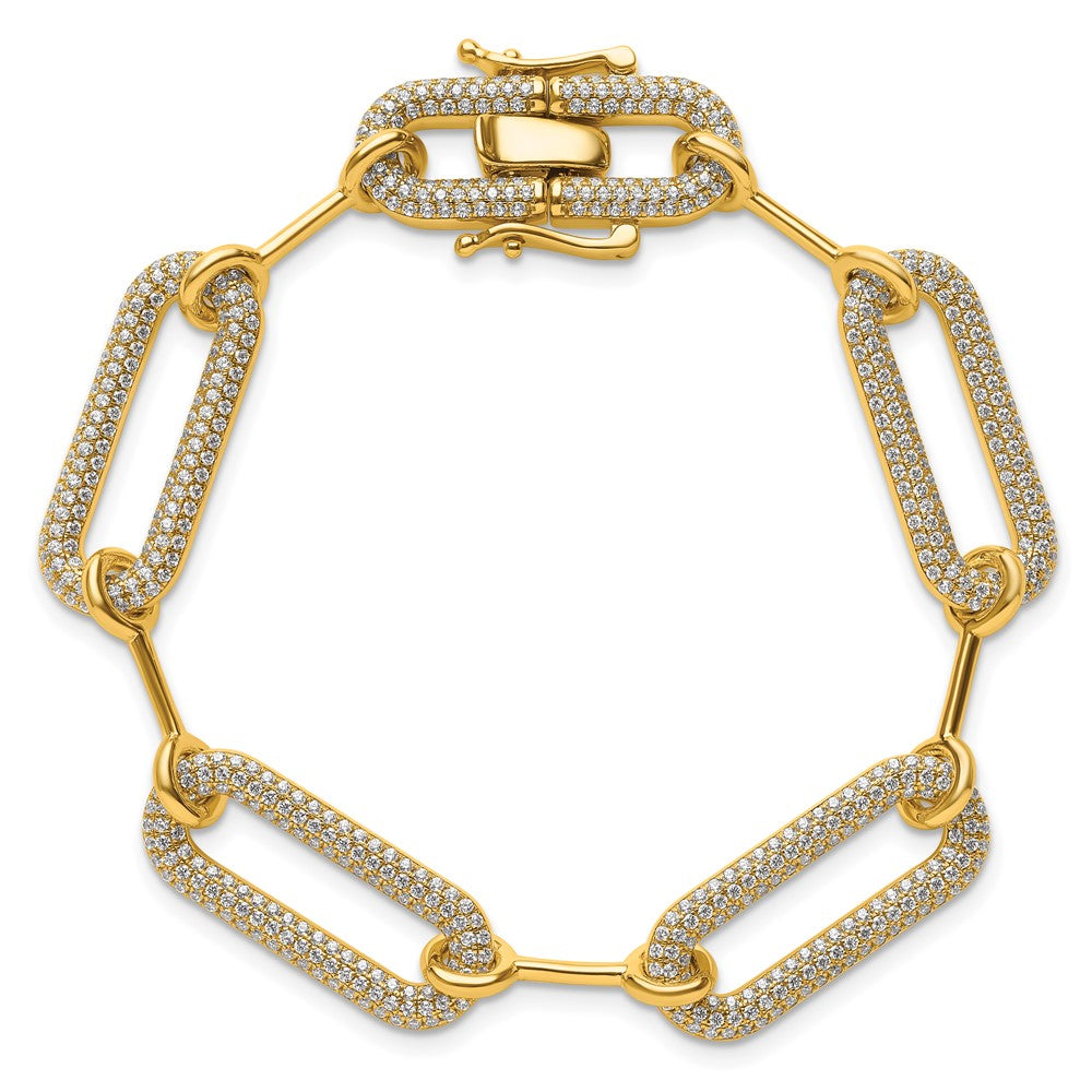 14K Polished Diamond Paperclip Link Bracelet