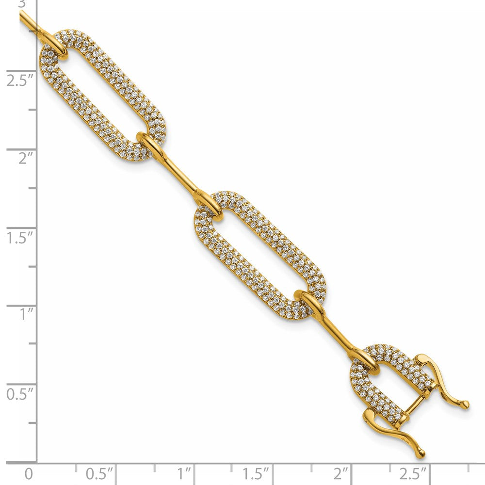 14K Polished Diamond Paperclip Link Bracelet