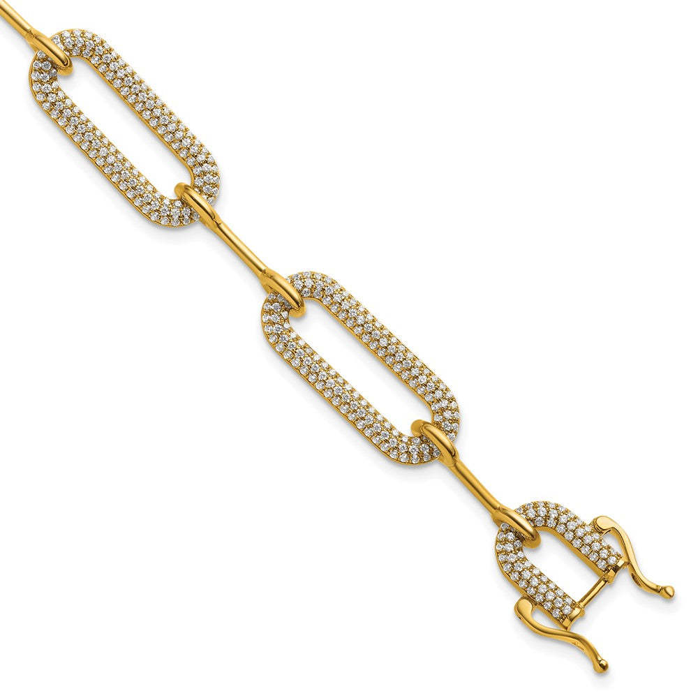 14K Polished Diamond Paperclip Link Bracelet