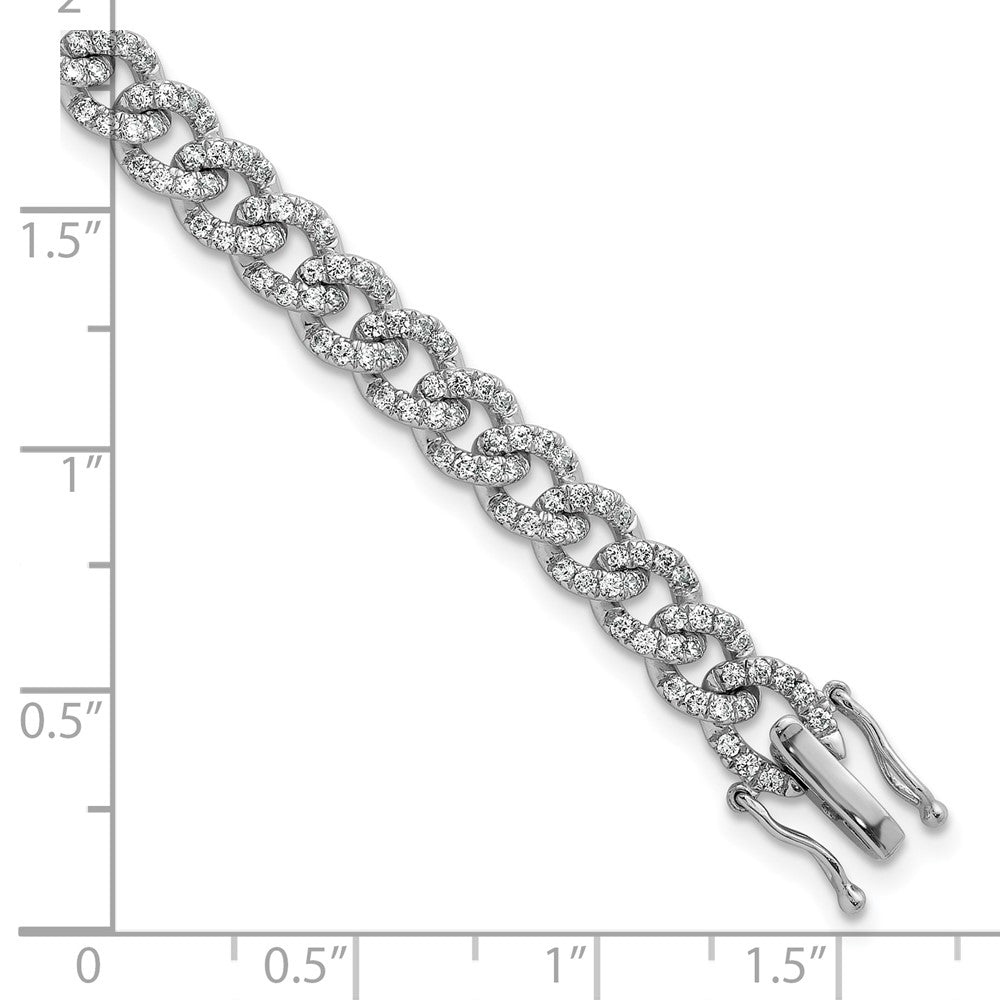 14K White Gold Polished Diamond Fancy Curb Bracelet