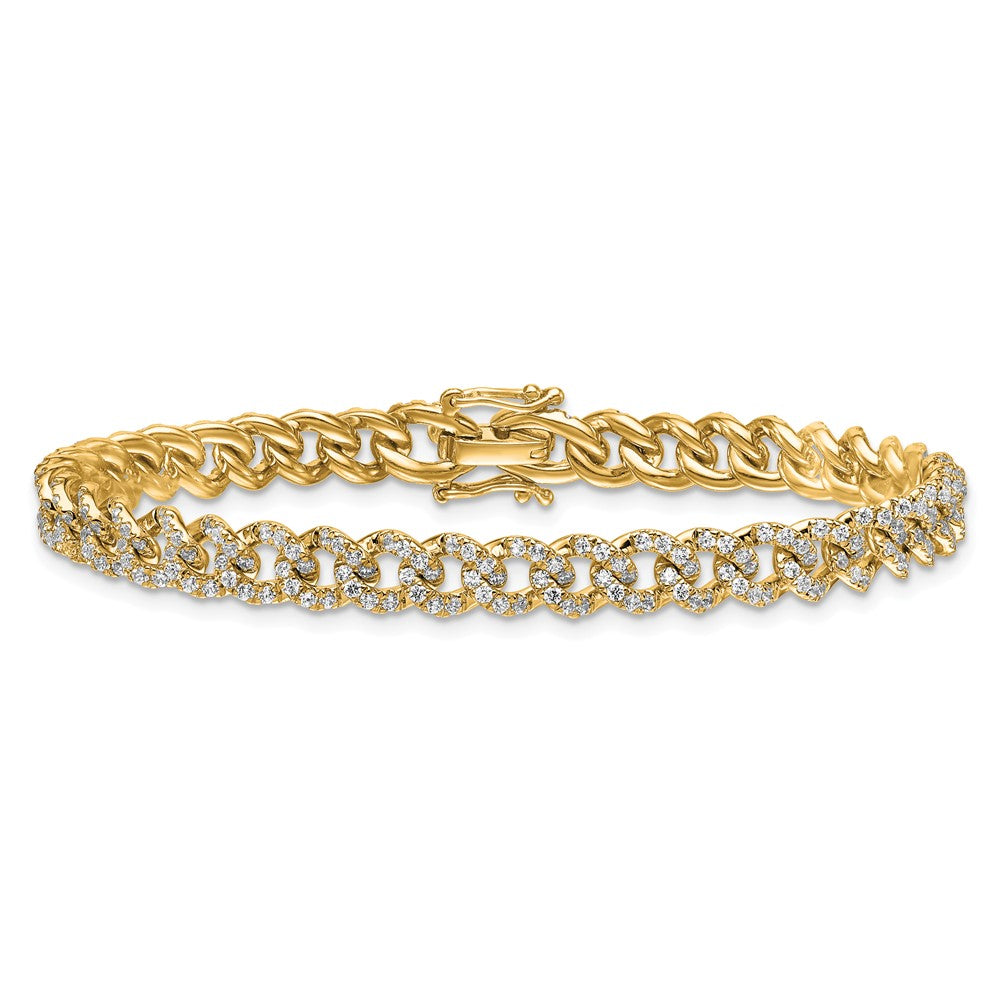 14K Polished Diamond Fancy Curb Bracelet