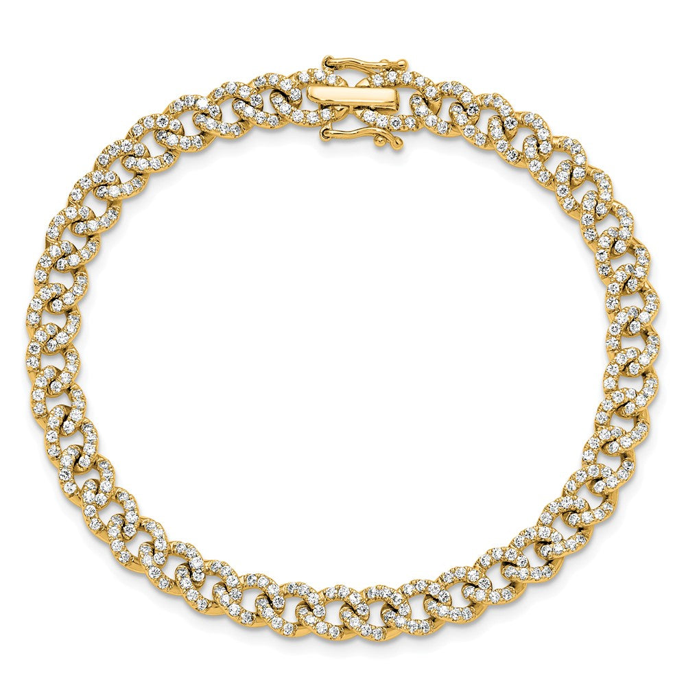 14K Polished Diamond Fancy Curb Bracelet