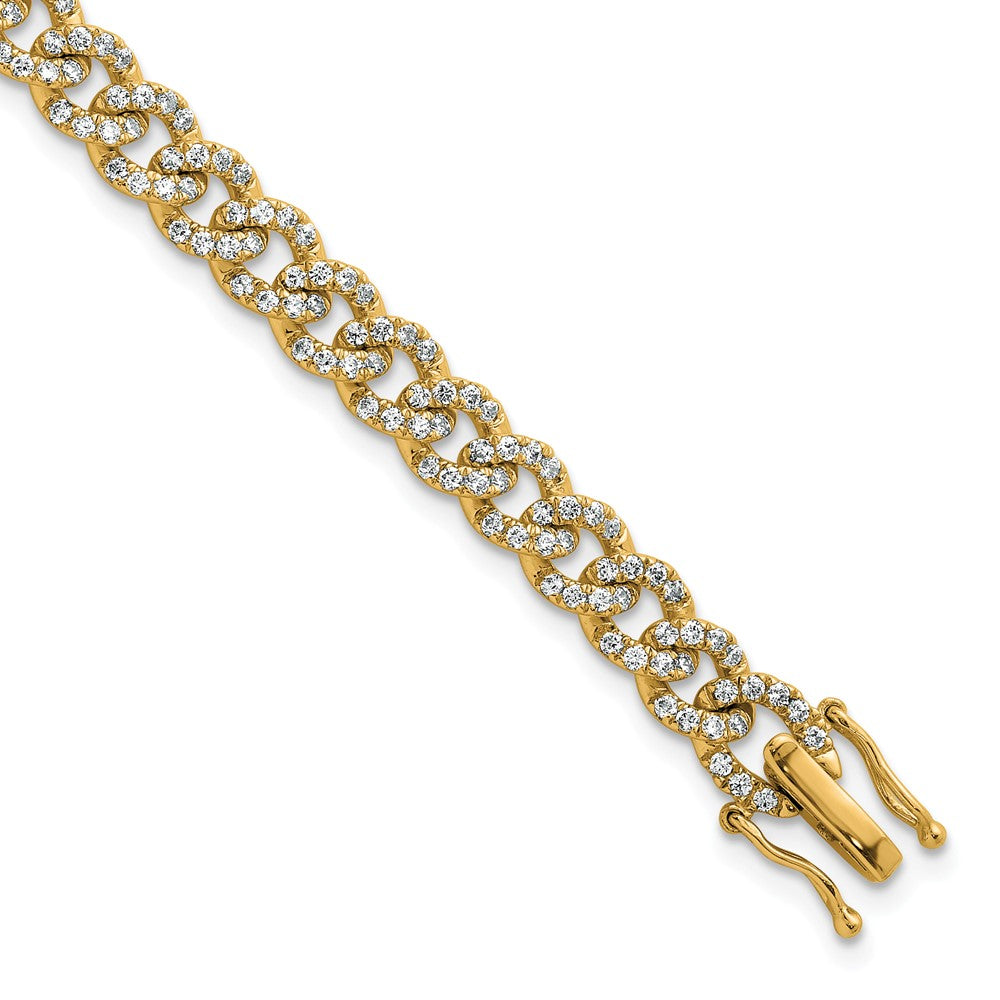 14K Polished Diamond Fancy Curb Bracelet