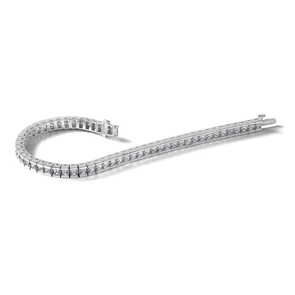 14K White Gold Polished Diamond Fancy Curb Bracelet