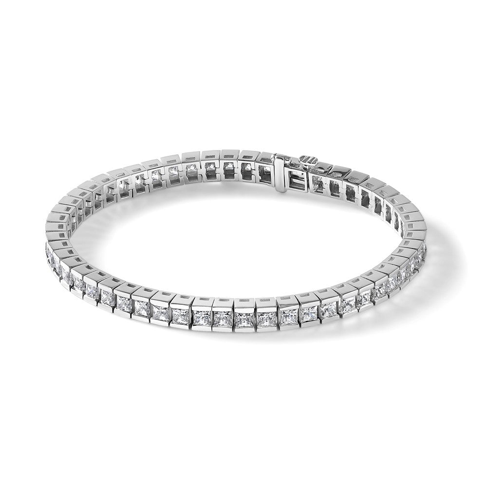 14K White Gold Polished Diamond Fancy Curb Bracelet