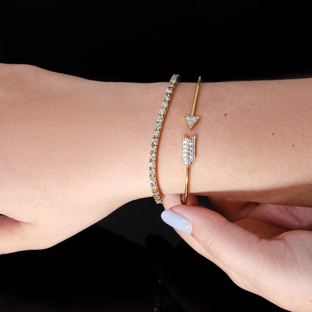 14k Diamond Arrow Flexible Bangle