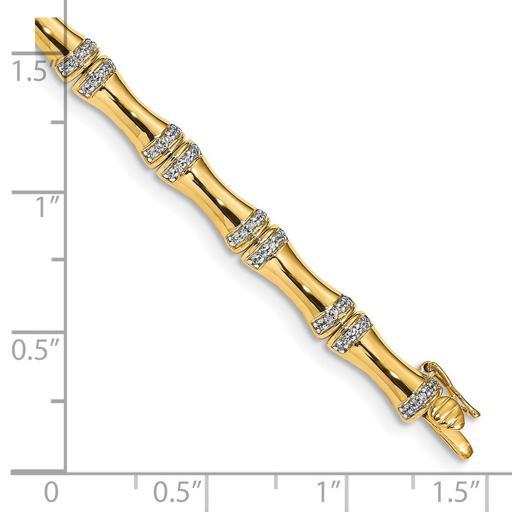 14k Gold Diamond Bamboo Design Bracelet
