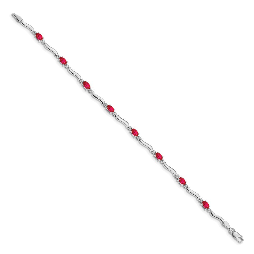 14k White Gold Diamond and Ruby Bracelet