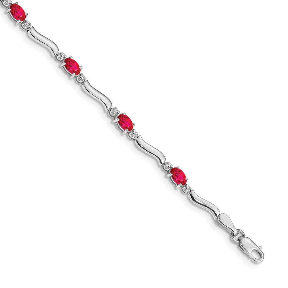 14k White Gold Diamond and Ruby Bracelet