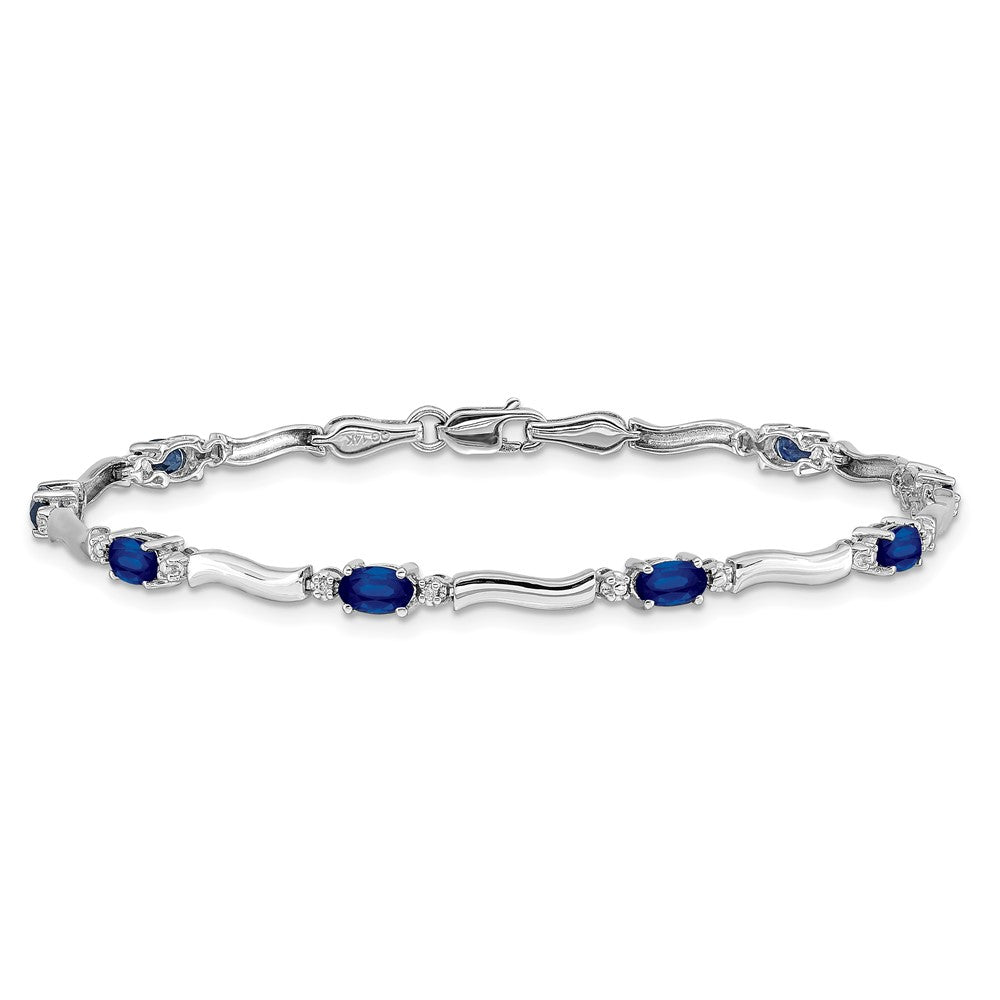 14k White Gold Diamond and Sapphire Bracelet