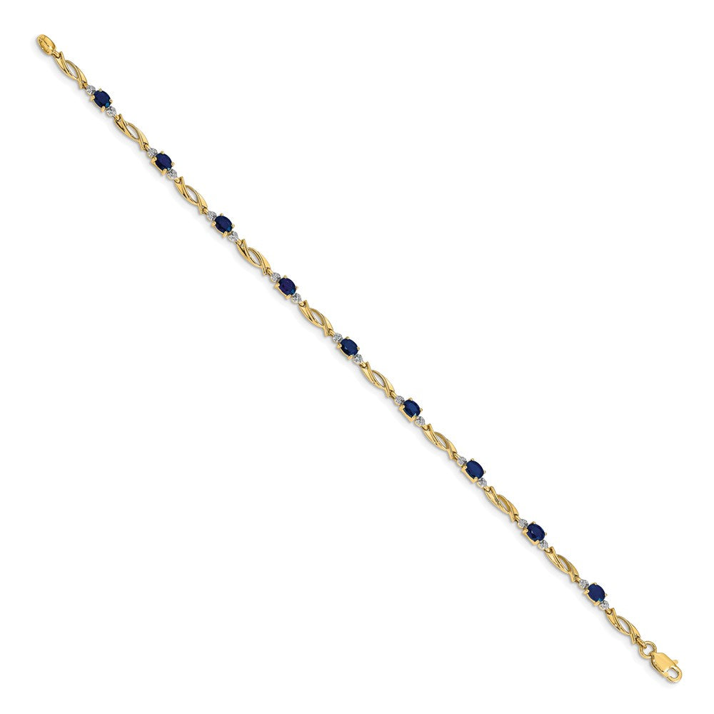 10k Diamond and Oval Sapphire Bracelet
