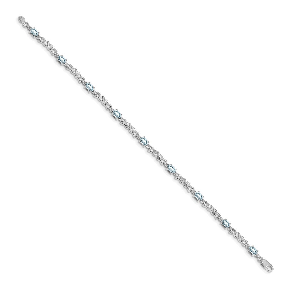 14k White Gold Diamond and Aquamarine Bracelet