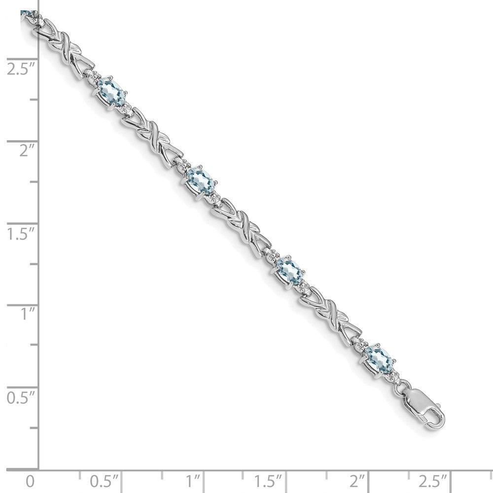 14k White Gold Diamond and Aquamarine Bracelet