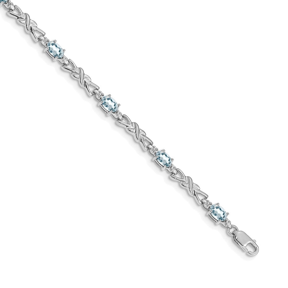 14k White Gold Diamond and Aquamarine Bracelet