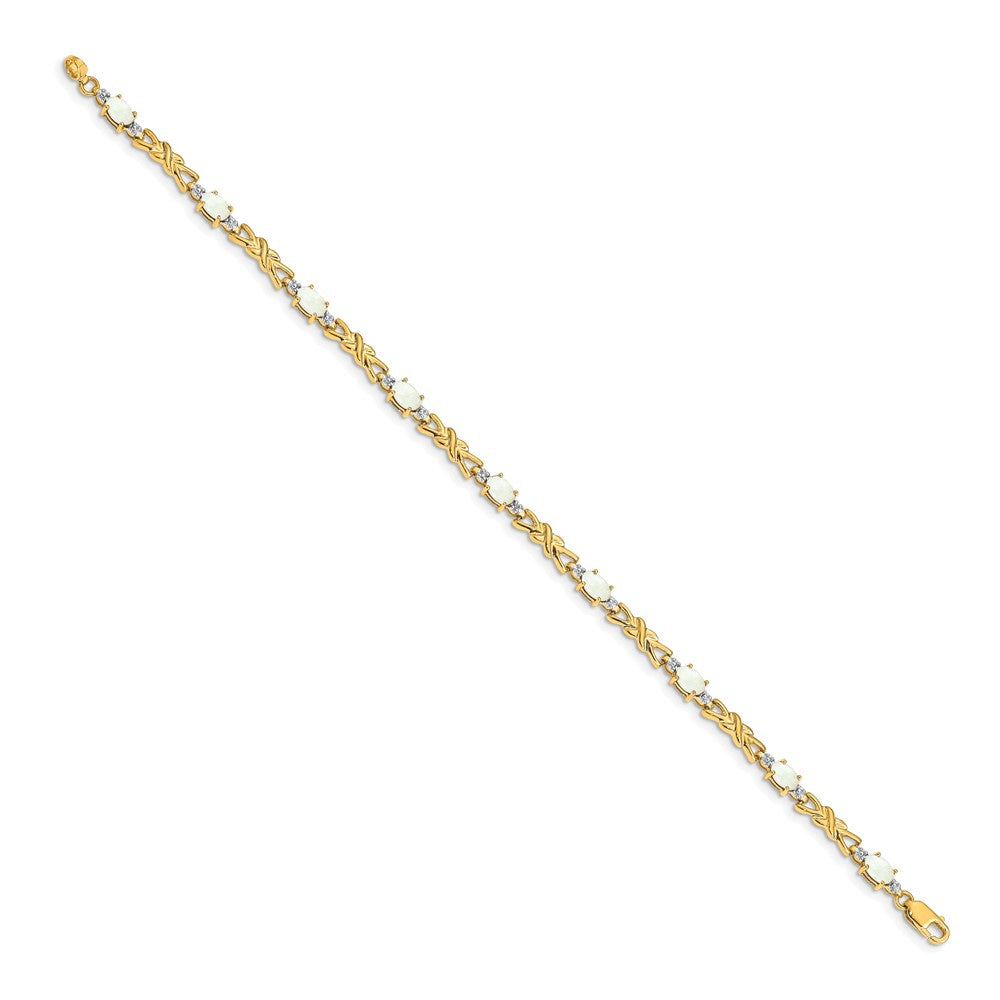 14k Diamond and Oval Opal Bracelet