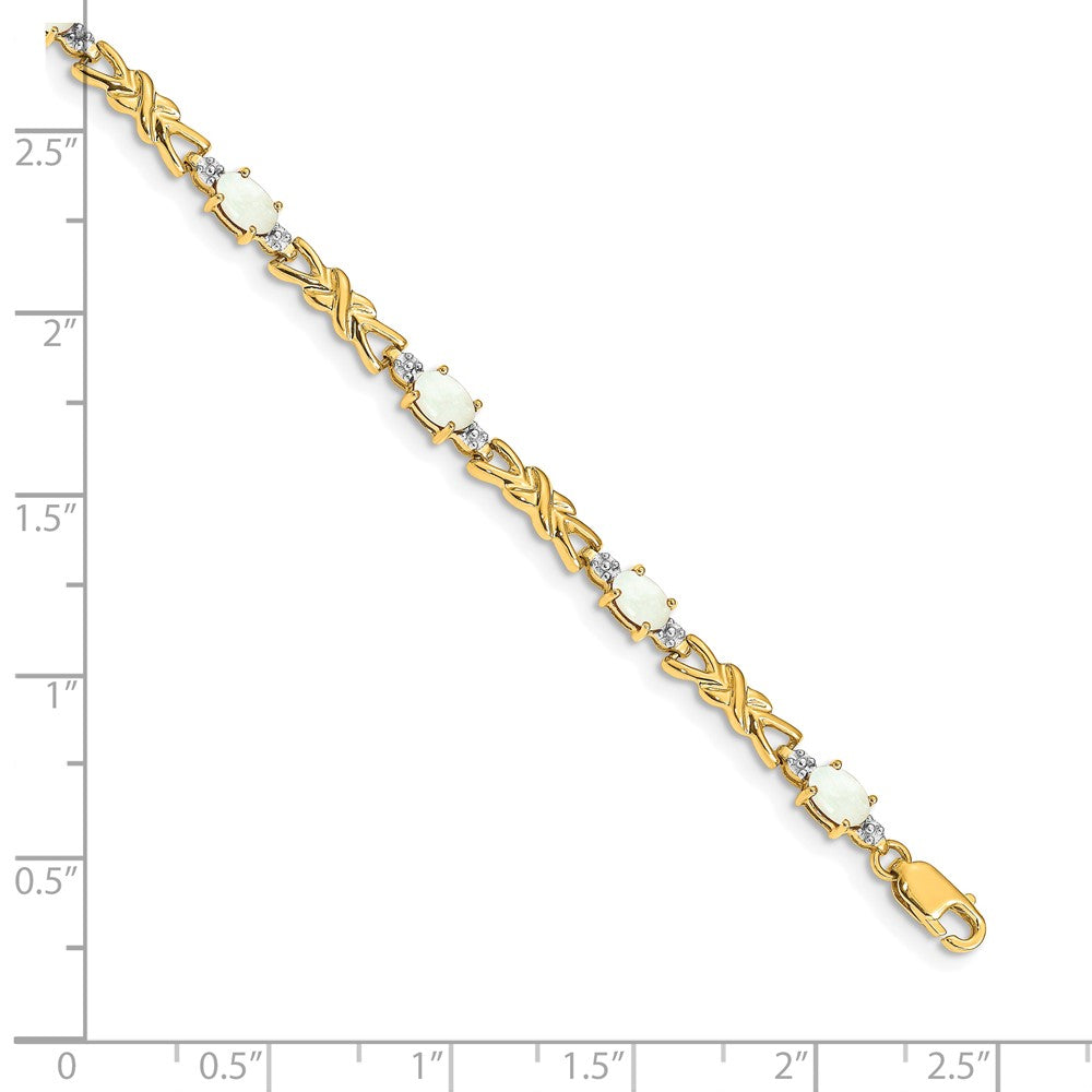 14k Diamond and Oval Opal Bracelet