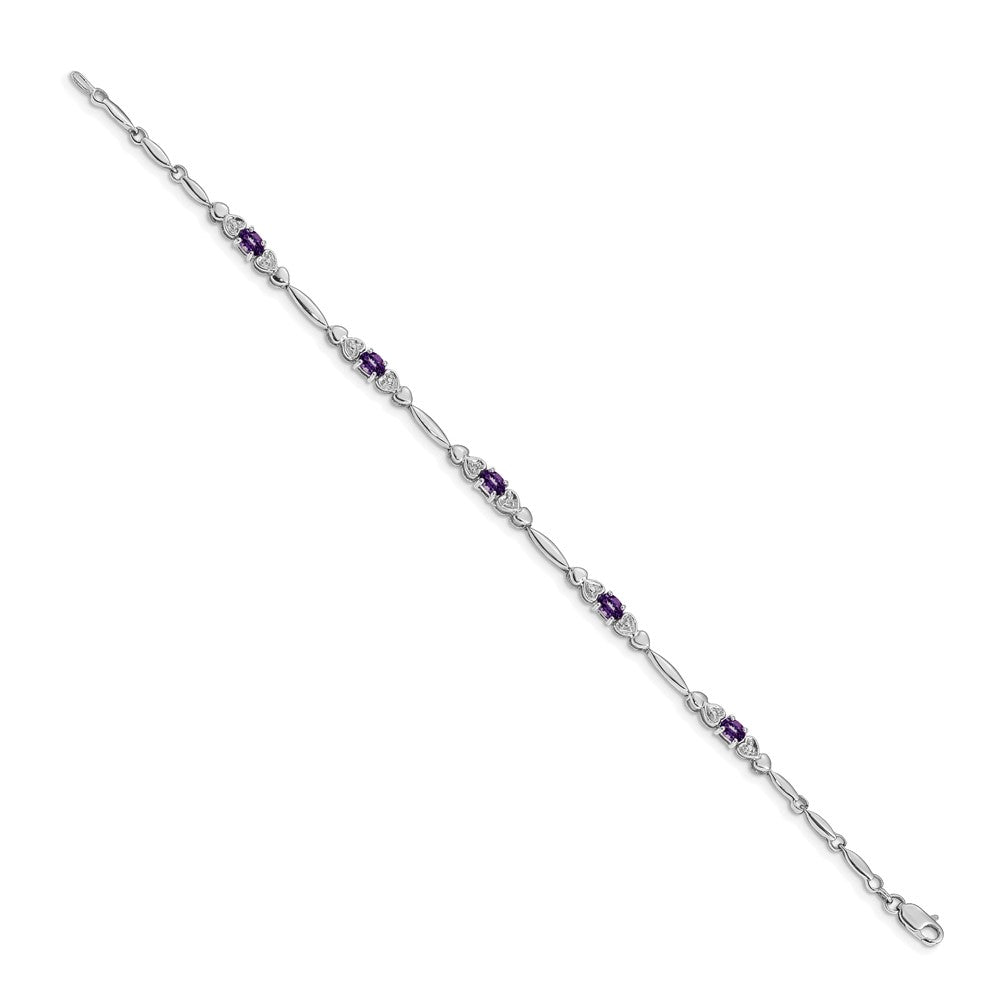 14k White Gold Diamond and Amethyst Bracelet