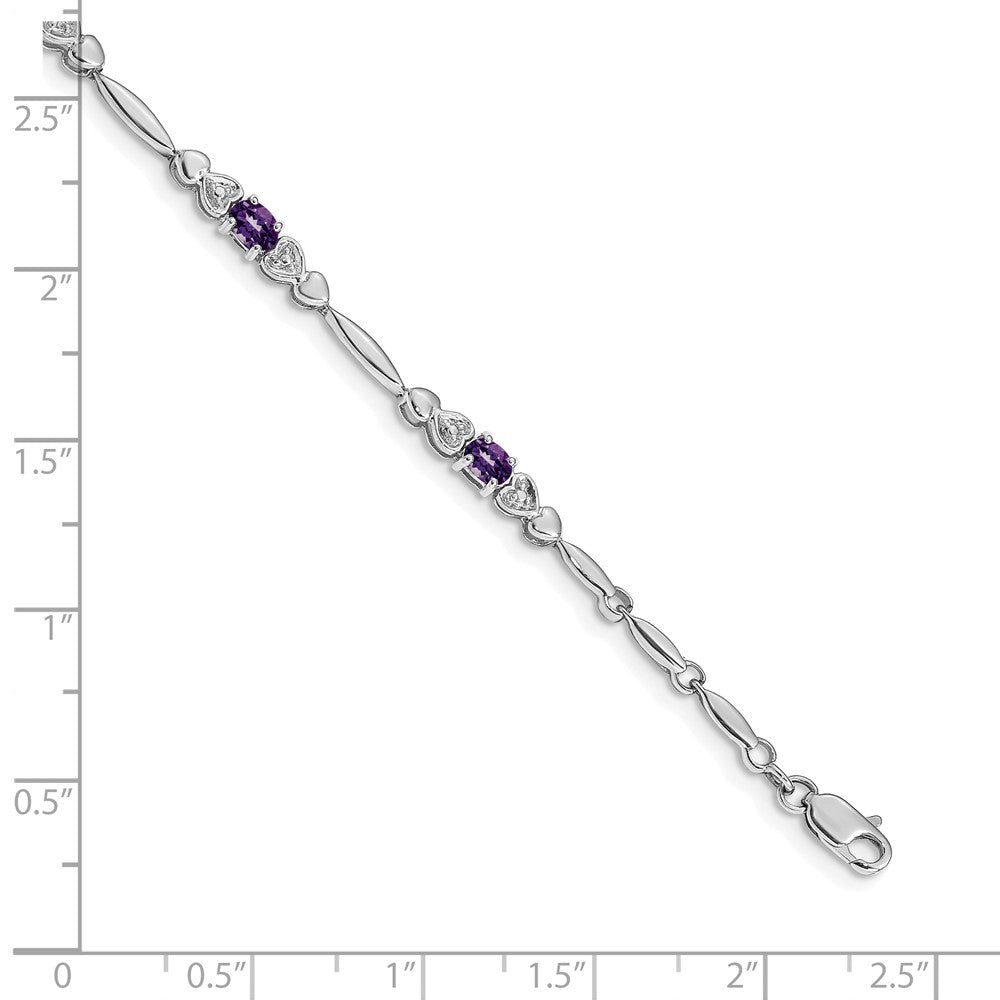 14k White Gold Diamond and Amethyst Bracelet