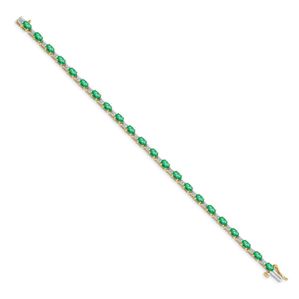 14k Diamond and Emerald Bracelet