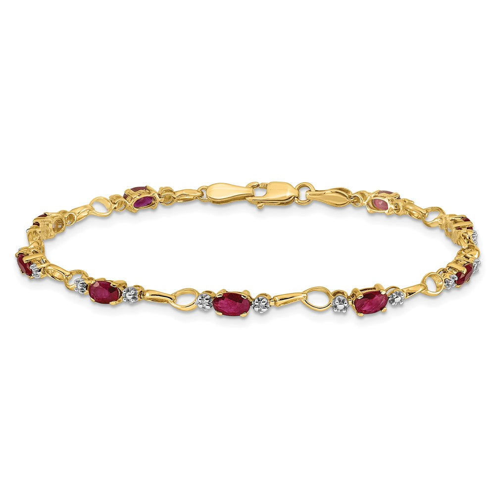 14k Completed Open-Link Diamond/Ruby Bracelet