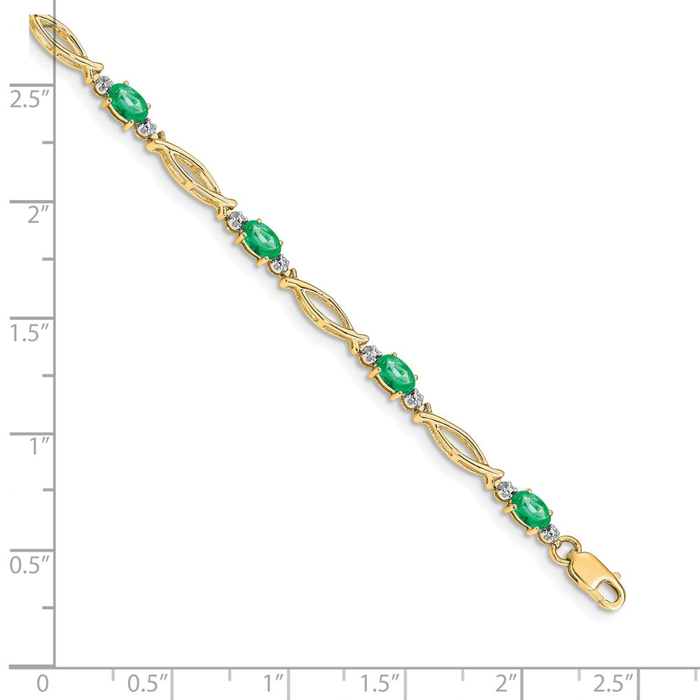 10k Diamond and Emerald Bracelet