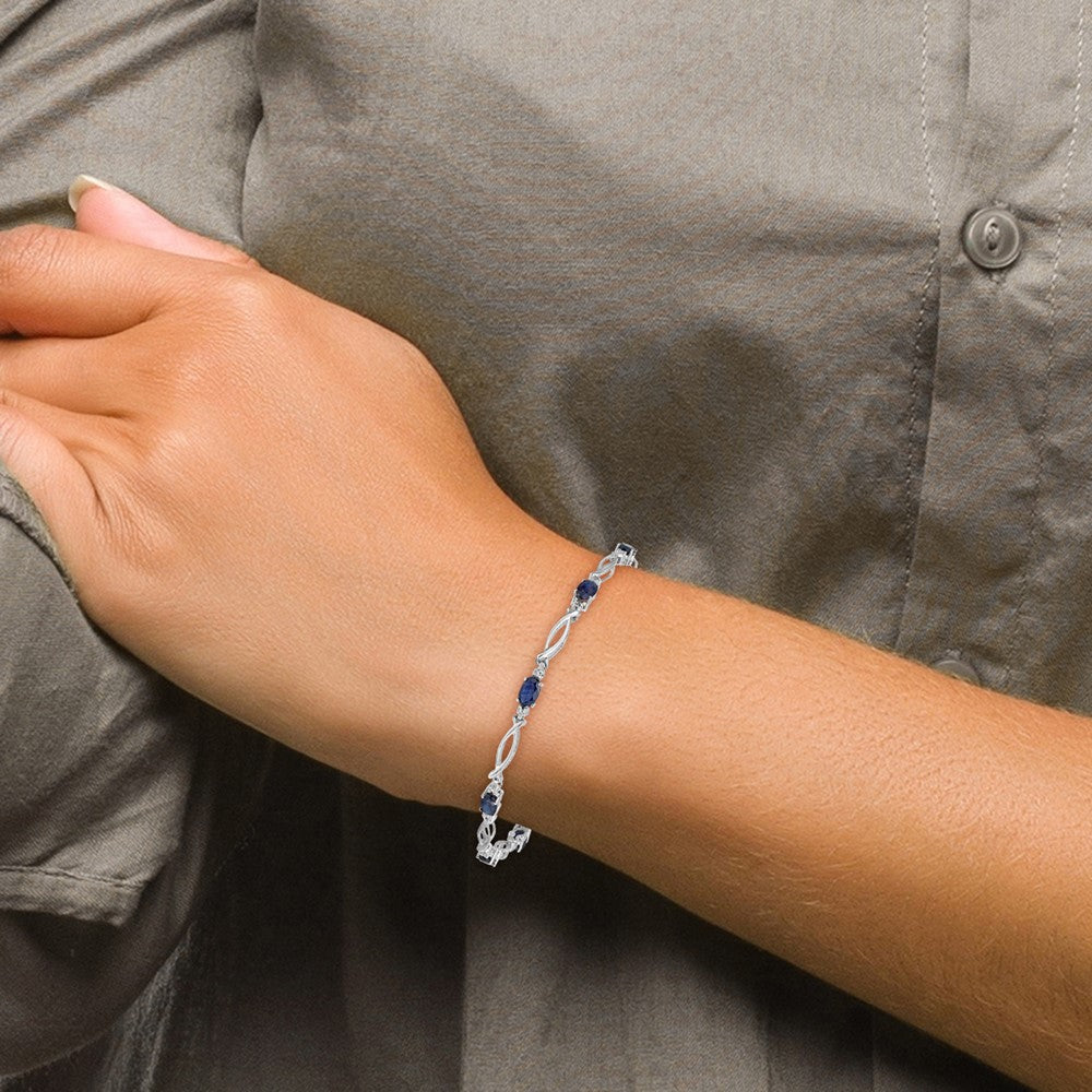 10k White Gold Diamond and Sapphire Bracelet