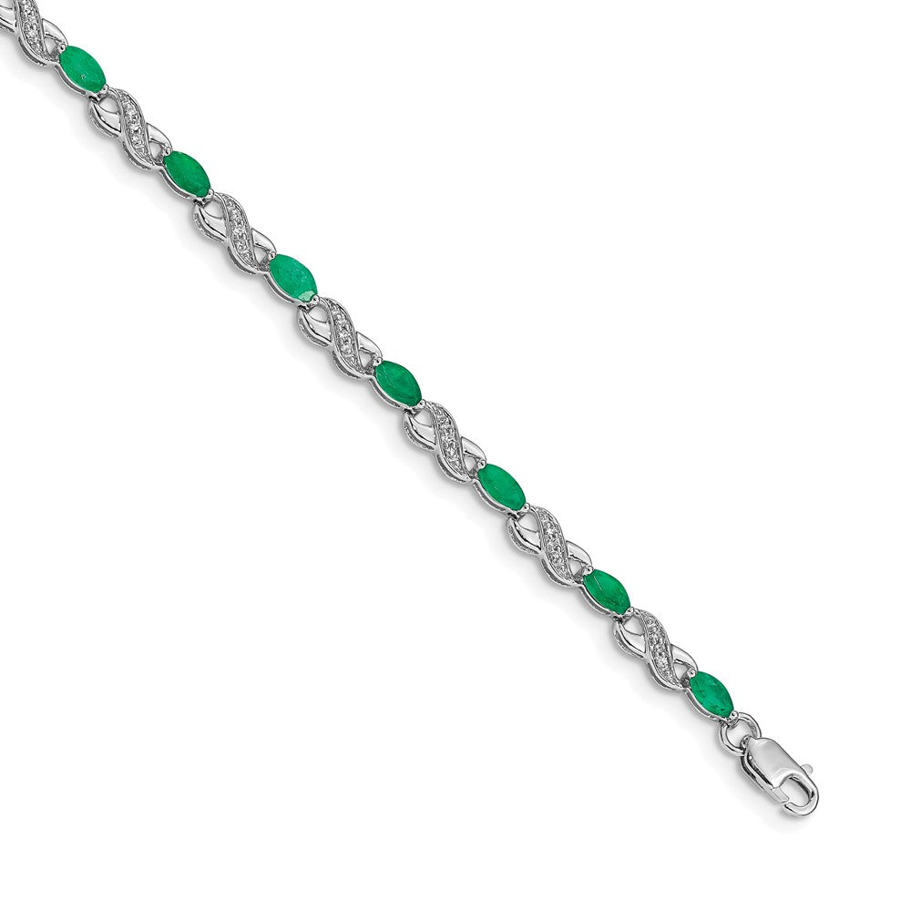 10k White Diamond and Emerald Infinity Bracelet