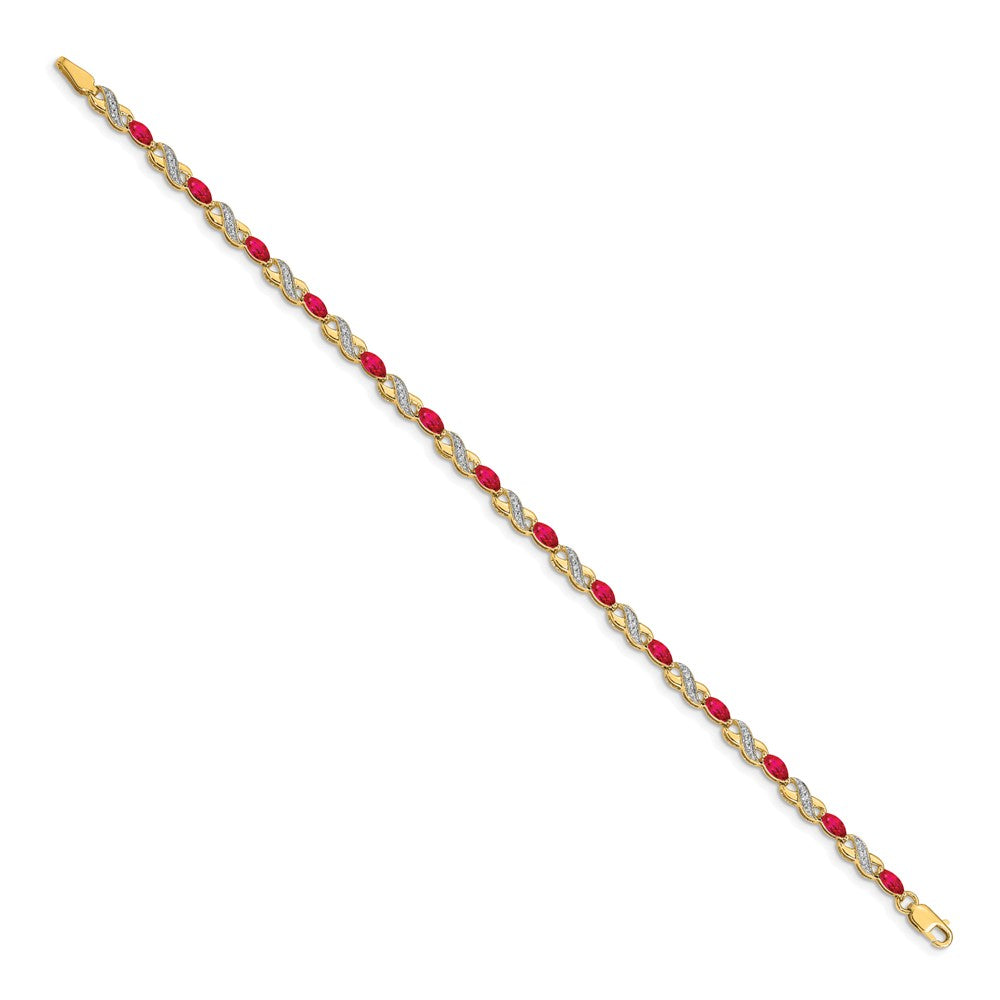 14k Diamond and Ruby Infinity Bracelet