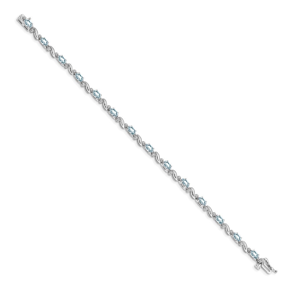 14k White Gold Diamond and Aquamarine Bracelet