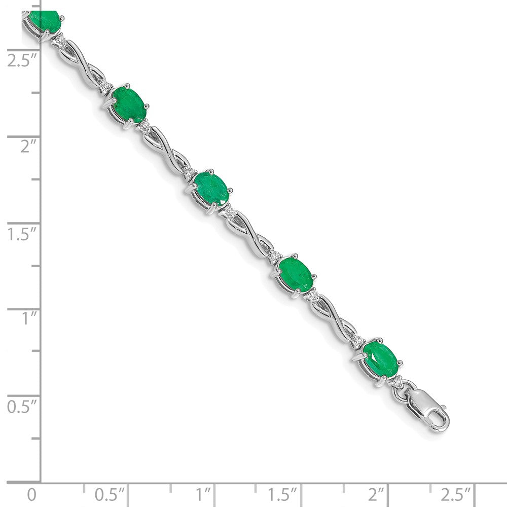10k White Gold Diamond and Emerald Bracelet