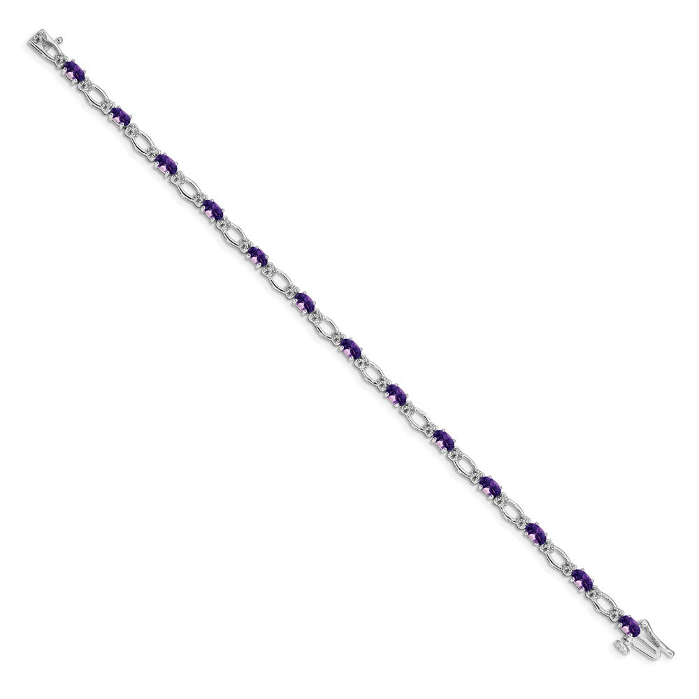14k White Gold Diamond and Amethyst Bracelet