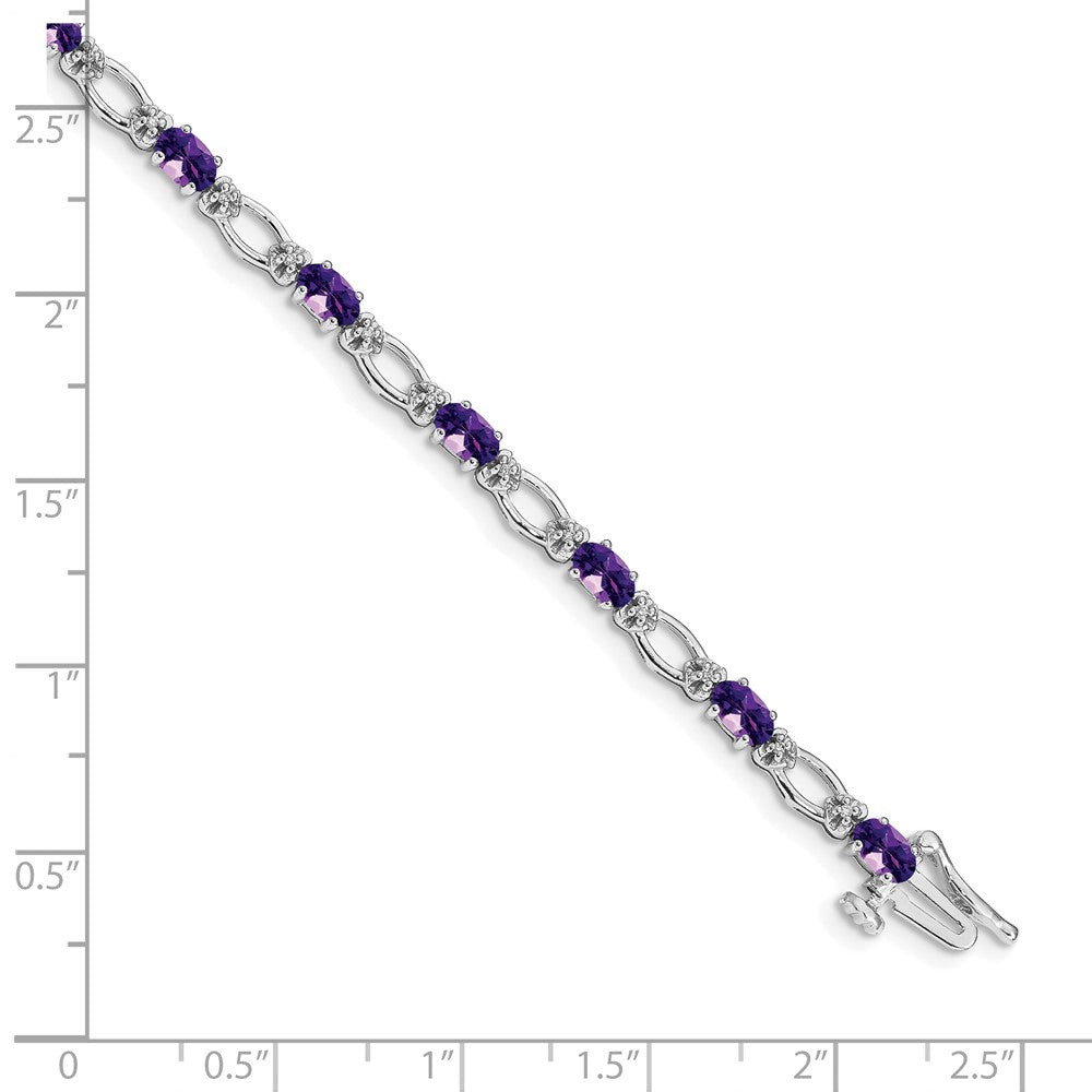 14k White Gold Diamond and Amethyst Bracelet