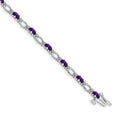 14k White Gold Diamond and Amethyst Bracelet