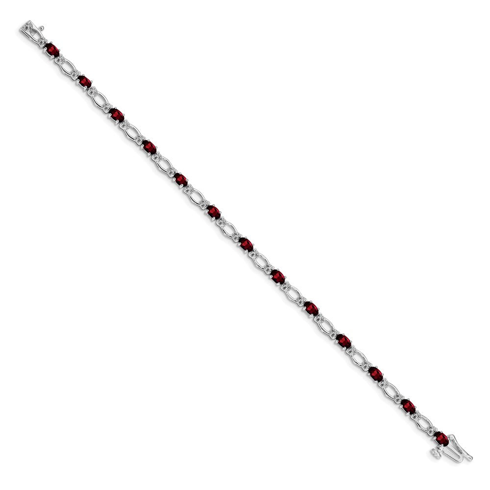 14k White Gold Diamond and Garnet Bracelet