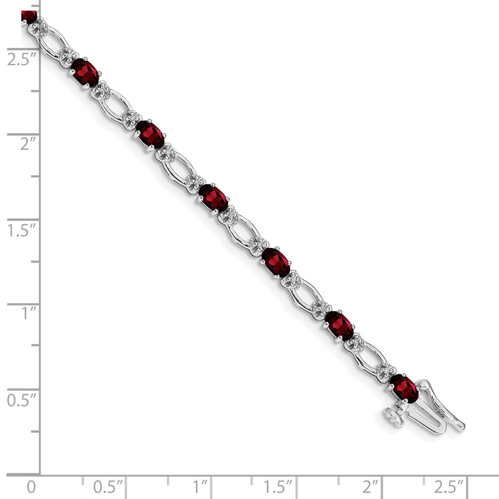 14k White Gold Diamond and Garnet Bracelet