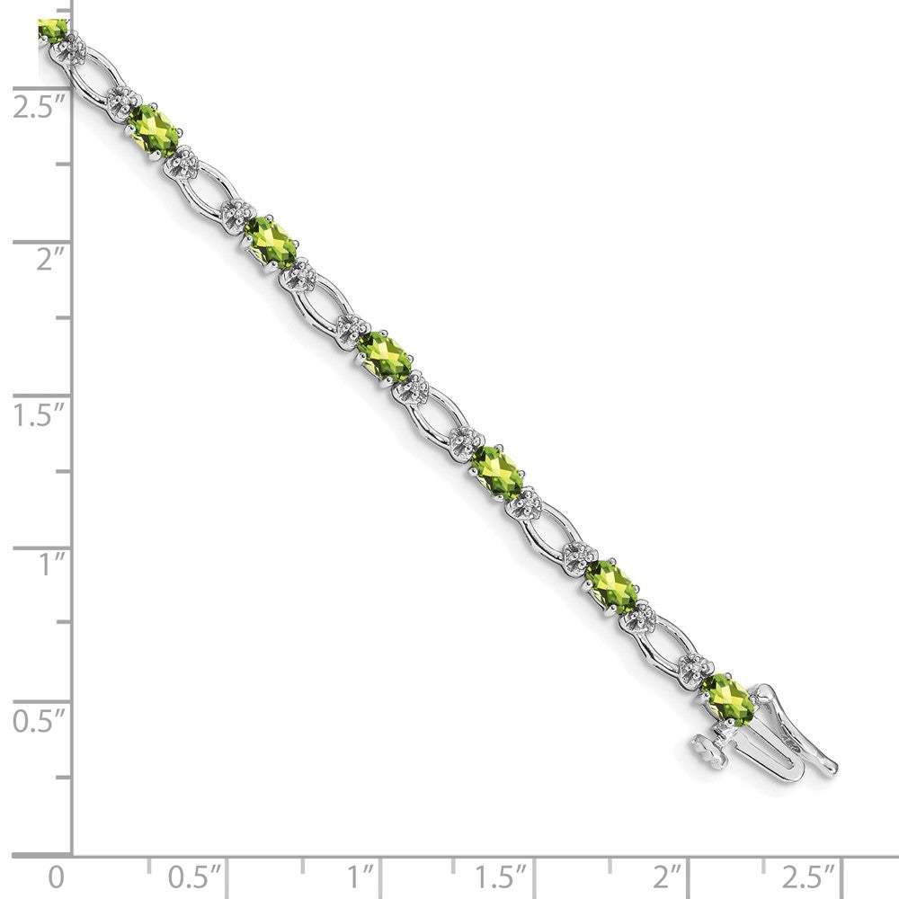 14k White Gold Diamond and Peridot Bracelet