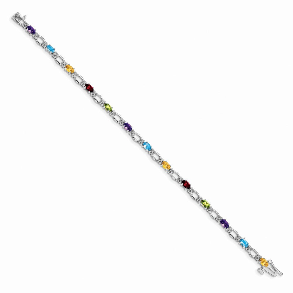 14k White Gold Diamond and Rainbow Bracelet