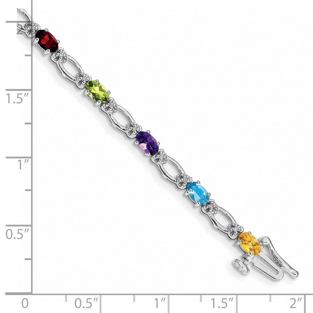 14k White Gold Diamond and Rainbow Bracelet