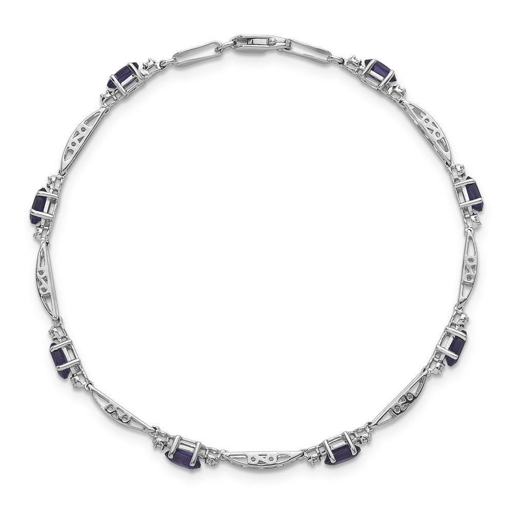 14k White Gold Diamond and Amethyst Bracelet
