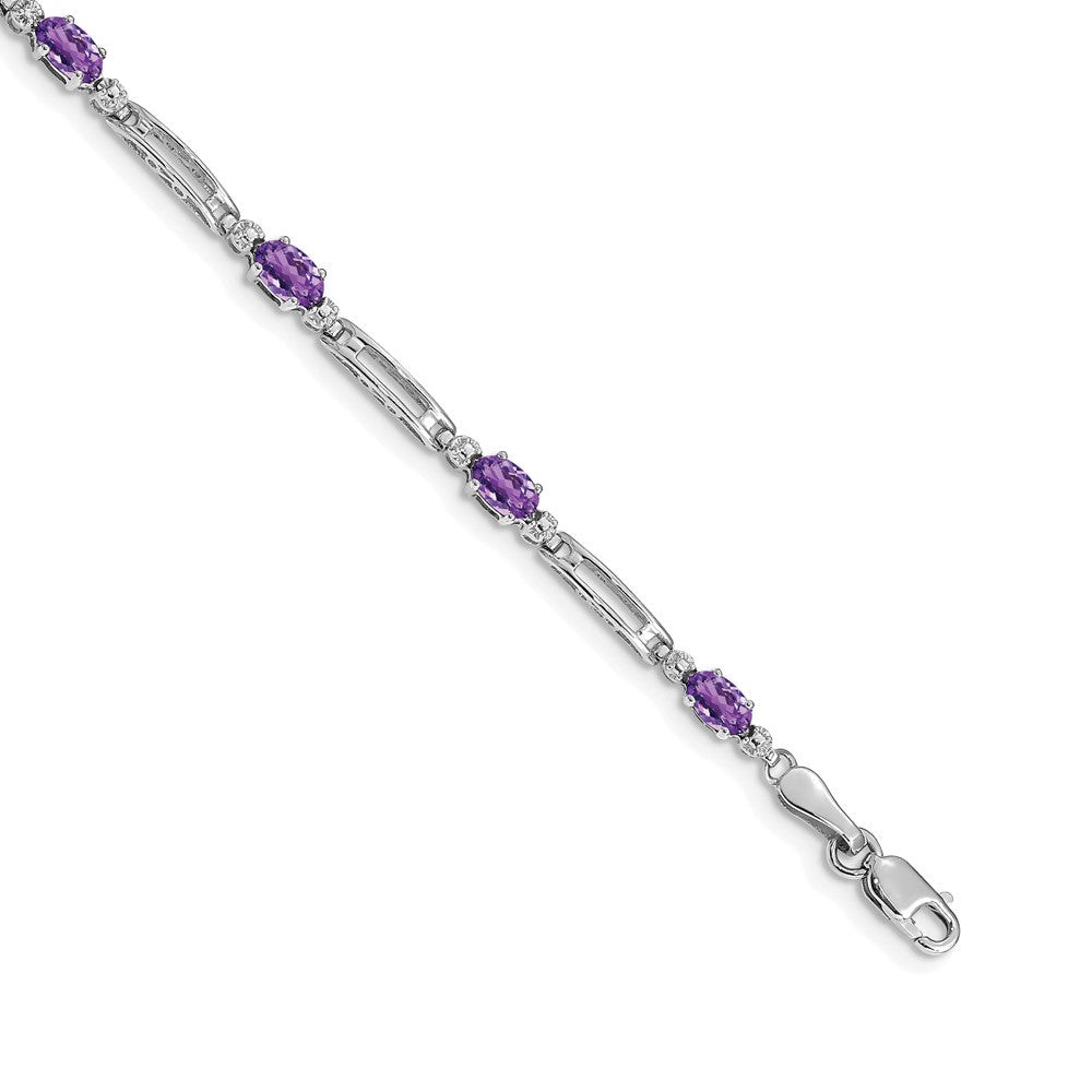 10k White Gold Diamond and Amethyst Bracelet