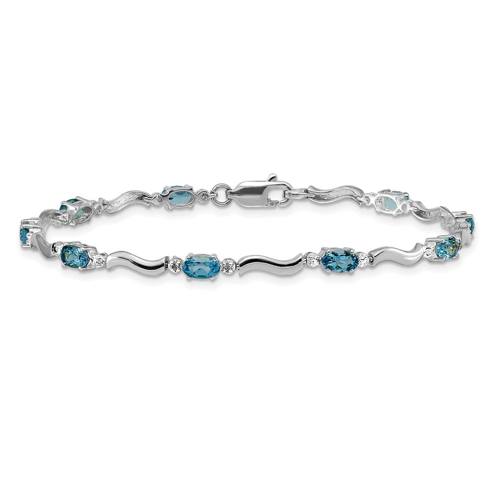 14k White Gold Fancy Diamond and Blue Topaz Bracelet