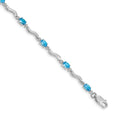 14k White Gold Fancy Diamond and Blue Topaz Bracelet