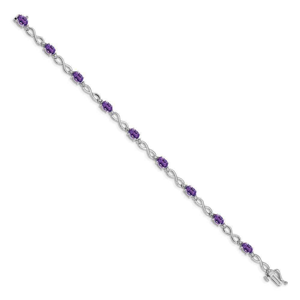 14k White Gold Amethyst and Diamond Infinity Bracelet