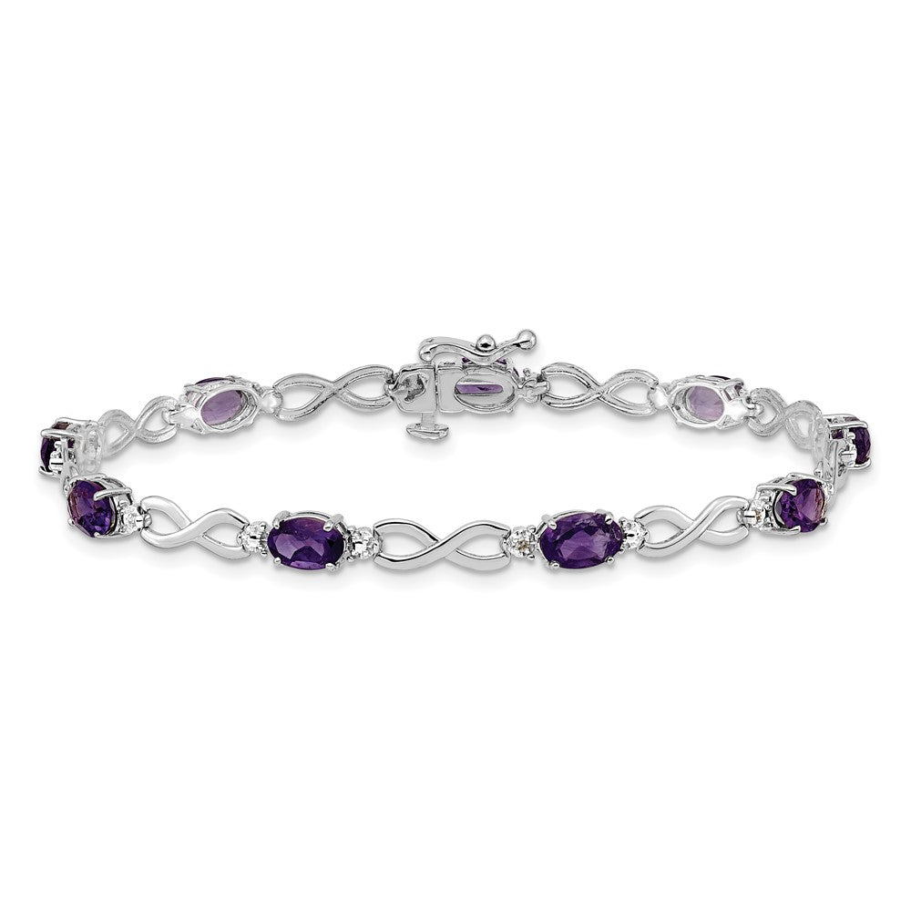 14k White Gold Amethyst and Diamond Infinity Bracelet