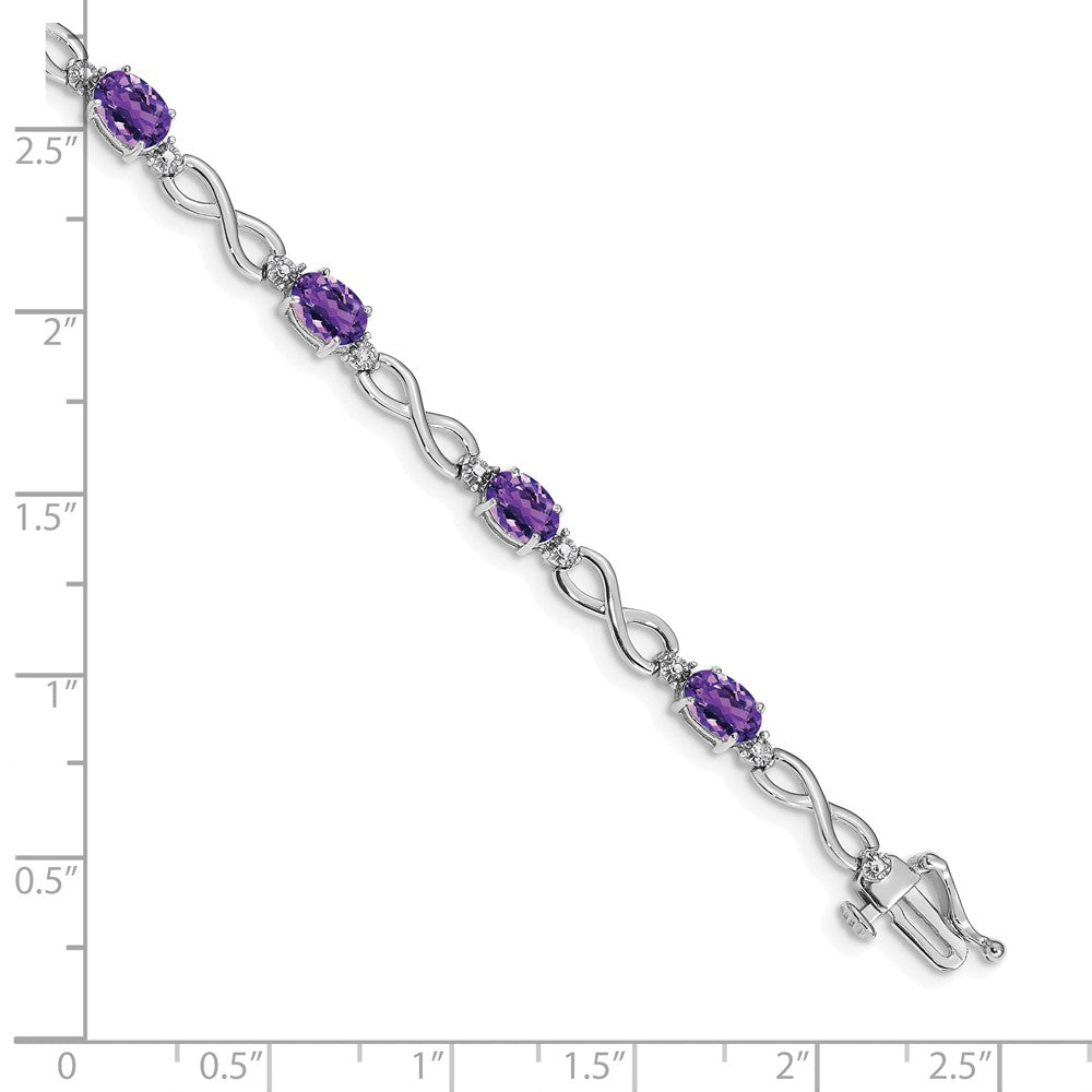 14k White Gold Amethyst and Diamond Infinity Bracelet