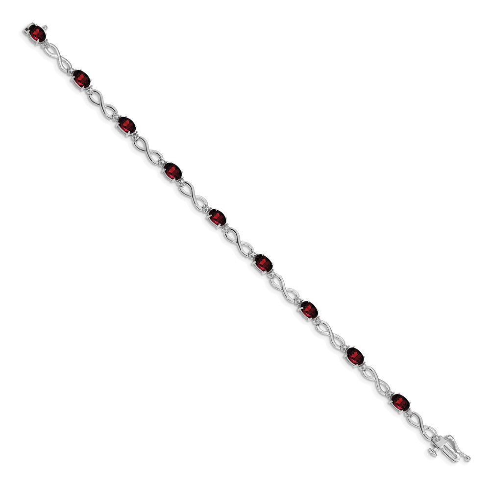 14k White Gold Garnet and Diamond Infinity Bracelet