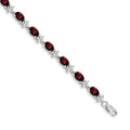 14k White Gold Floral Diamond and Garnet Bracelet